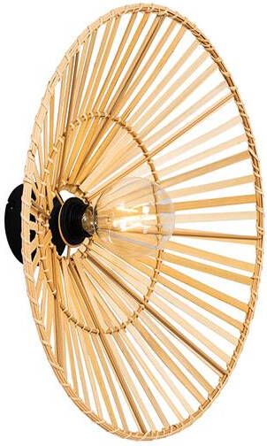 QAZQA Oosterse wandlamp zwart met naturel bamboe Pua