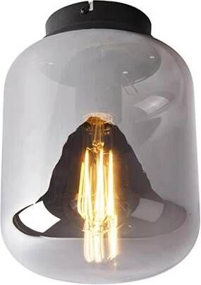 QAZQA Design plafondlamp zwart met smoke glas Bliss