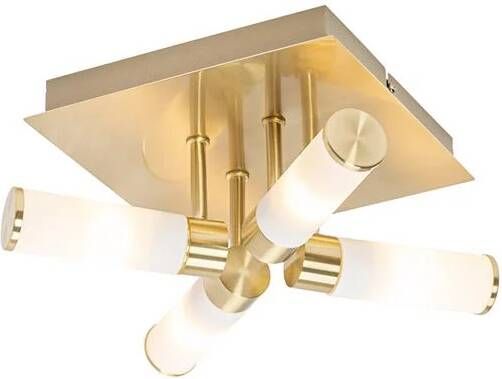 QAZQA Moderne badkamer plafondlamp messing 4-lichts IP44 Bath