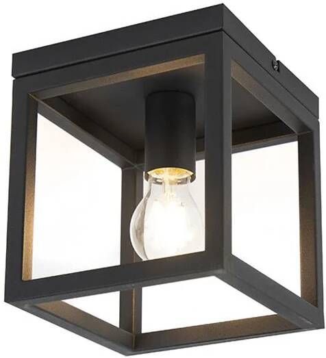 QAZQA Industriële plafondlamp zwart Cage