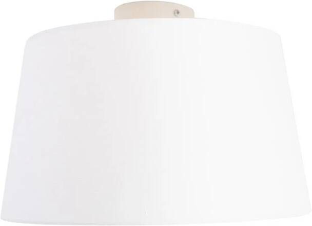 QAZQA Plafondlamp met linnen kap wit 35 cm Combi wit