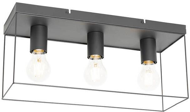 QAZQA Minimalistische plafondlamp zwart 3-lichts Kodi