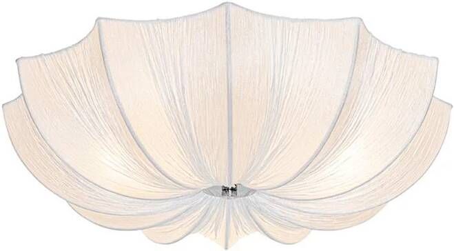 QAZQA Design plafondlamp wit zijden 52 cm 3-lichts Plu