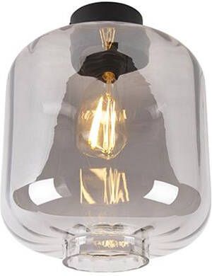 QAZQA Design plafondlamp zwart met smoke glas Qara