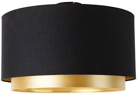 QAZQA Moderne plafondlamp zwart met goud 47 cm duo kap Combi