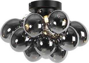 QAZQA Design plafondlamp zwart met smoke glas 3-lichts Uvas