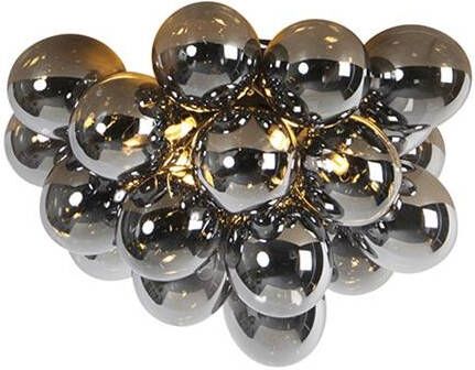 QAZQA Design plafondlamp zwart met smoke glas 6-lichts Uvas