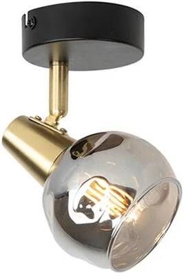 QAZQA Art Deco spot goud met smoke glas Vidro