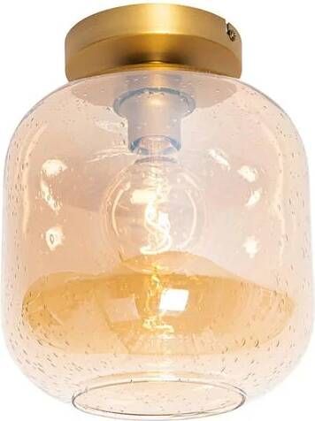 QAZQA Design plafondlamp messing en amber glas Zuzanna