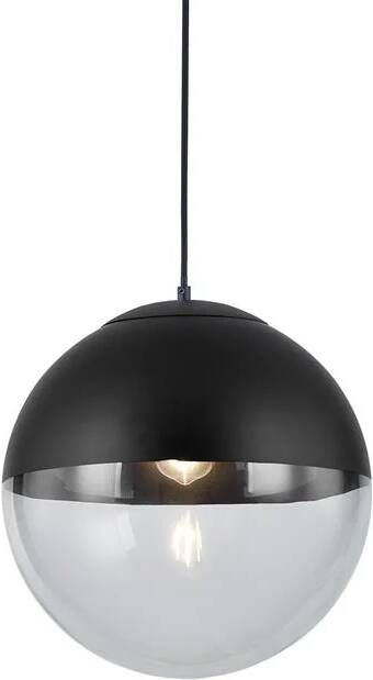 QAZQA Retro hanglamp zwart met helder glas 35 cm Eclipse