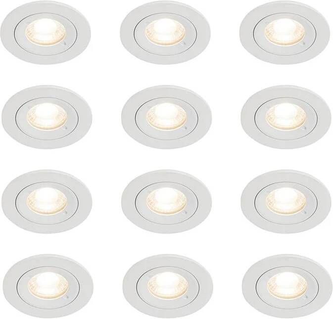 QAZQA Set van 12 inbouwspots wit rond GU10 50mm IP44 Xena