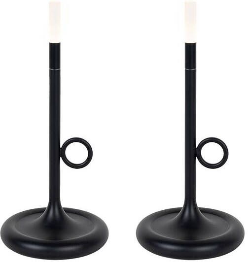 QAZQA Set van 2 buiten tafellampen zwart met dimmer oplaadbaar