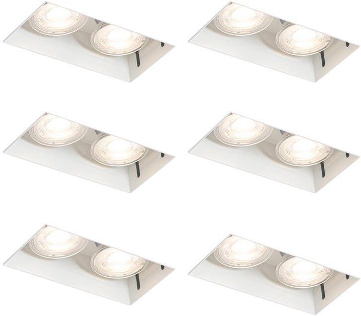 QAZQA Set van 6 inbouwspots wit GU10 50mm 2-lichts trimless Oneon