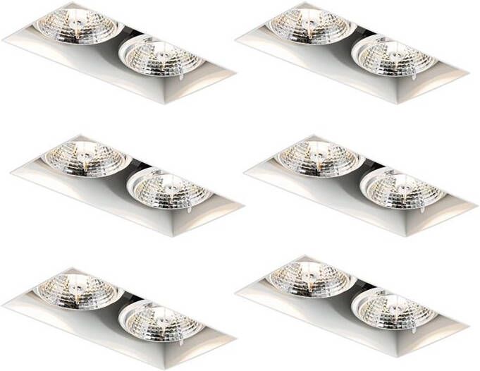 QAZQA Set van 6 inbouwspots wit GU10 70mm 2-lichts trimless Oneon