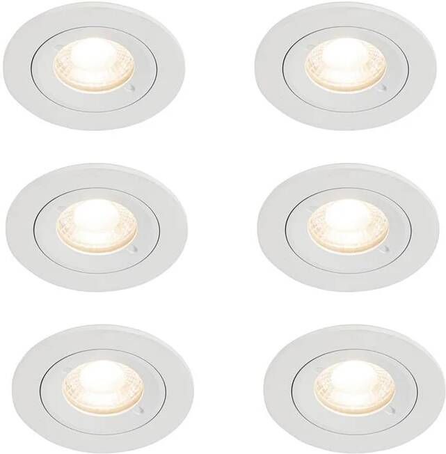 QAZQA Set van 6 inbouwspots wit rond GU10 50mm IP44 Xena