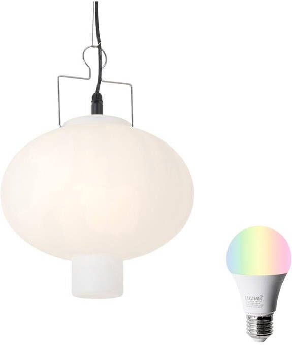 QAZQA Smart buiten hanglamp wit 35cm incl. Wifi A60 Pion