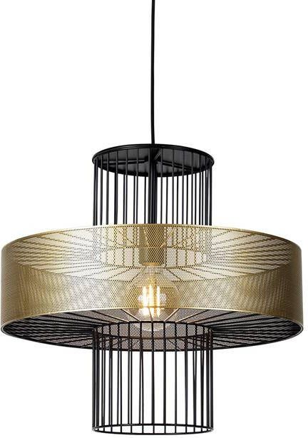 QAZQA Smart hanglamp goud met zwart 50 cm incl. Wifi G95 Tess