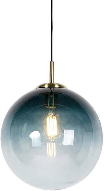 QAZQA Smart hanglamp messing met oceaanblauw glas 33 cm incl. Wifi