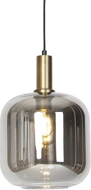 QAZQA Smart hanglamp zwart met goud en smoke glas incl. Wifi A60