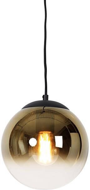 QAZQA Smart hanglamp zwart met goud glas 20 cm incl. Wifi A60