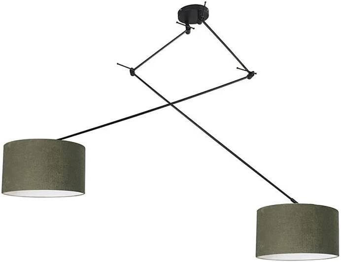 QAZQA Smart hanglamp zwart met kap 35 cm groen incl. 2 Wifi A60