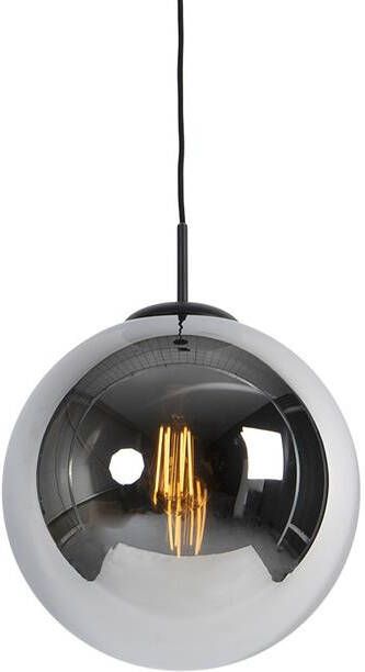 QAZQA Smart hanglamp zwart met smoke glas 30 cm incl. Wifi ST64