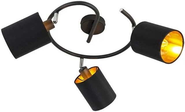 QAZQA Smart moderne plafondlamp zwart incl. 3 WiFi B35 Lofty