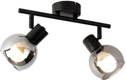 QAZQA Smart plafondlamp zwart met smoke glas incl. 2 Wifi P45 Vidro