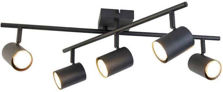 QAZQA Smart plafondlamp zwart vierkant incl. 5 Wifi GU10 Jeana