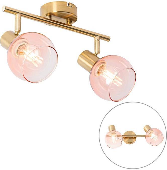QAZQA Smart spot goud met roze glas incl. 2 Wifi P45 Vidro