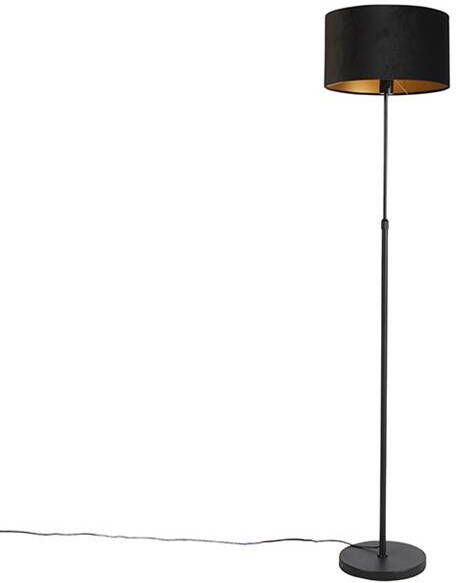 QAZQA Smart vloerlamp zwart met velours kap zwart 35 cm incl. Wifi