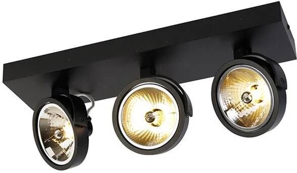 QAZQA Design spot zwart verstelbaar 3-lichts Go