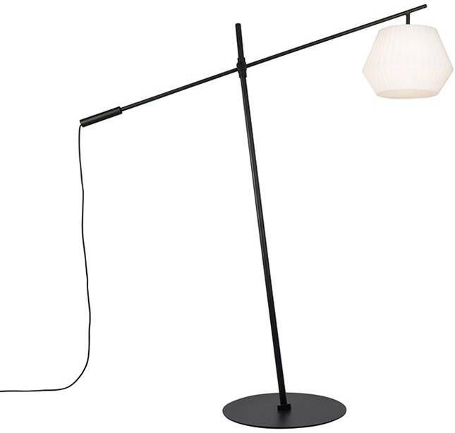 QAZQA Design buiten vloerlamp zwart met witte kap IP44 Robbert