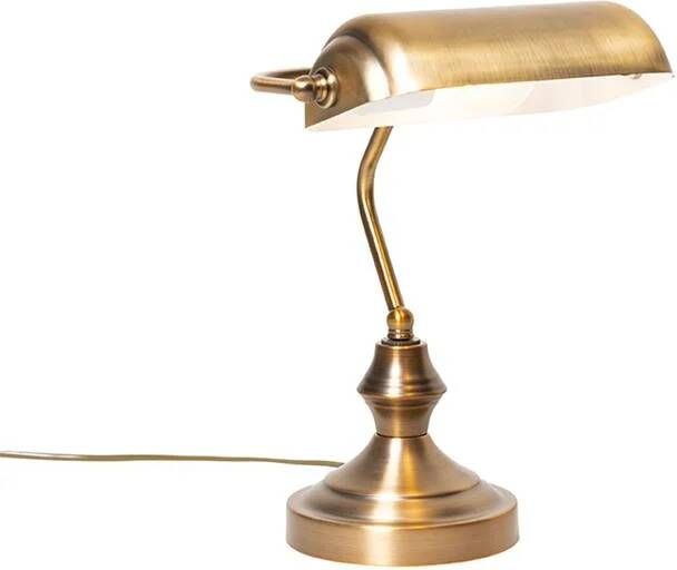 QAZQA Klassieke tafellamp|notarislamp brons Banker