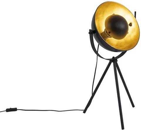 QAZQA Tafellamp zwart met goud 63 3 cm tripod verstelbaar Magnax