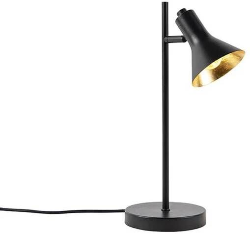QAZQA Moderne tafellamp zwart met goud 1-lichts Magno