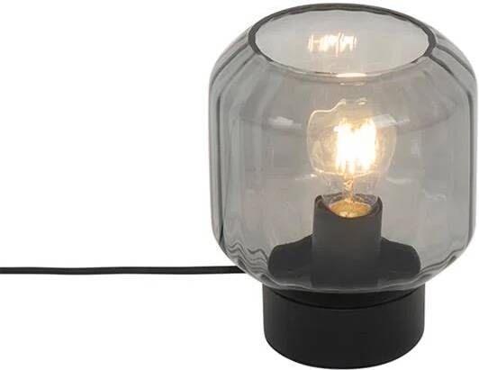 QAZQA Moderne tafellamp zwart met smoke glas Stiklo
