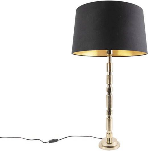 QAZQA Art deco tafellamp goud met katoenen kap zwart 45 cm Torre