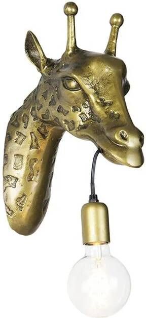 QAZQA Vintage wandlamp messing Animal Giraf