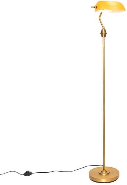 QAZQA Klassieke notaris vloerlamp brons met geel glas Banker