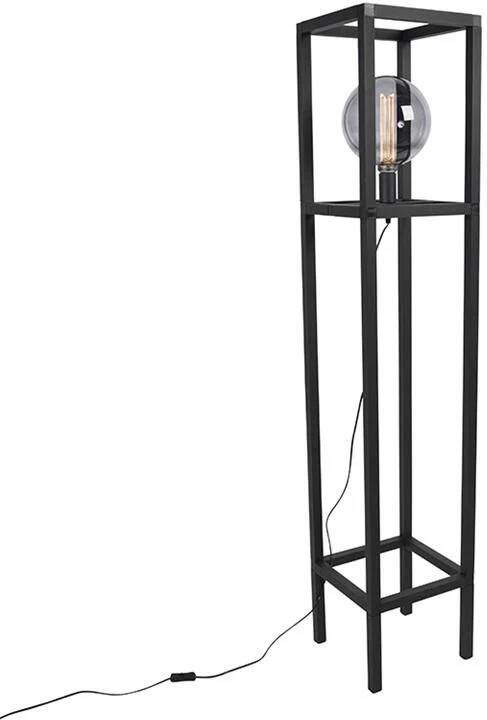 QAZQA Industriële vloerlamp zwart Big Cage