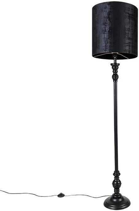 QAZQA Klassieke vloerlamp zwart met kap zwart 40 cm Classico