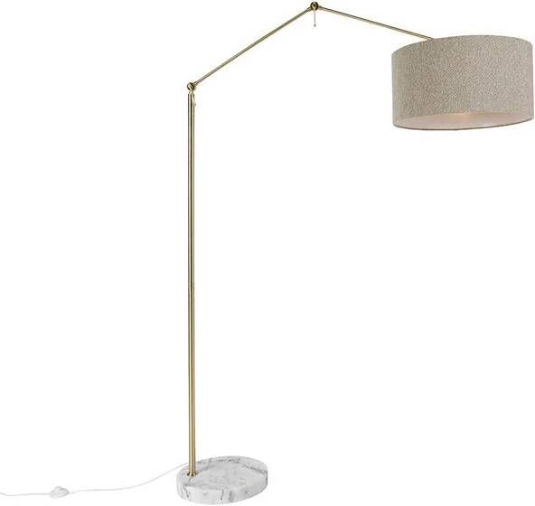 QAZQA Vloerlamp goud met boucle kap taupe 50 cm verstelbaar Editor