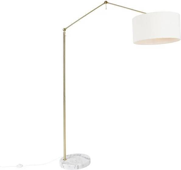 QAZQA Vloerlamp goud met boucle kap wit 50 cm verstelbaar Editor