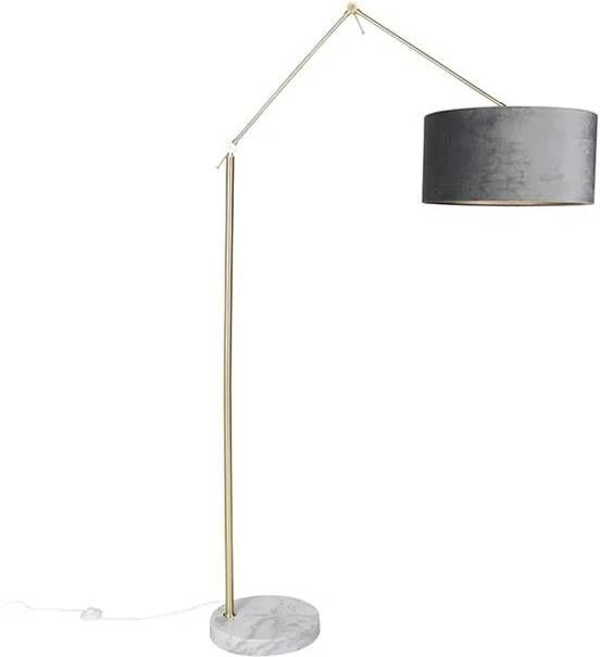 QAZQA Moderne vloerlamp goud velours kap grijs 50 cm Editor