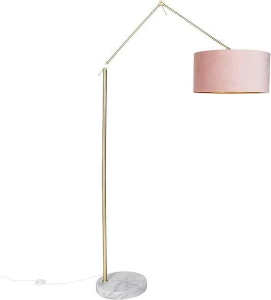QAZQA Moderne vloerlamp goud velours kap roze 50 cm Editor