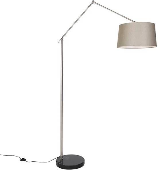 QAZQA Moderne vloerlamp staal met kap taupe 45 cm Editor