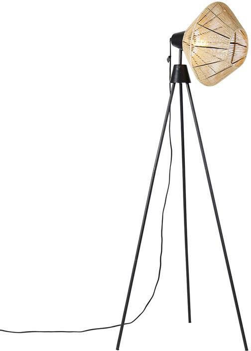 QAZQA Landelijke vloerlamp tripod touw Jenthe