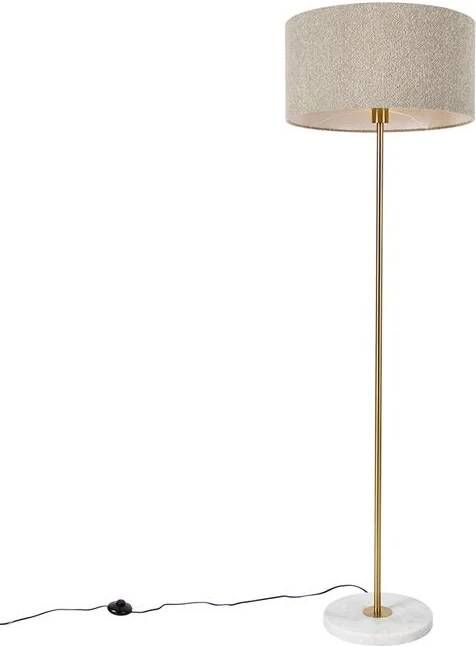 QAZQA Moderne vloerlamp messing met boucle kap taupe 50cm Kaso