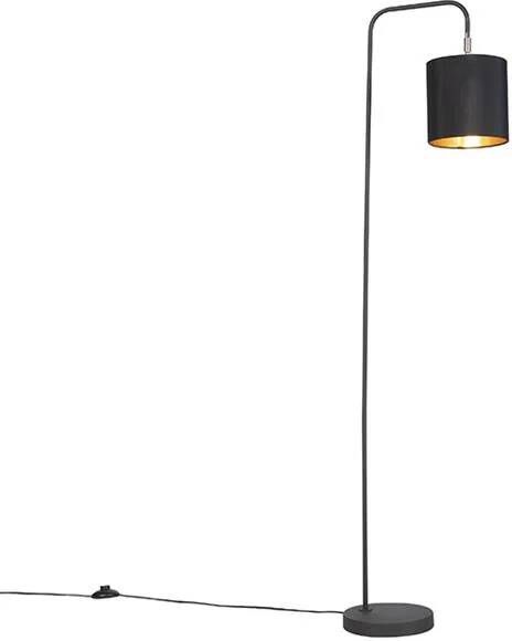 QAZQA Moderne vloerlamp zwart Lofty